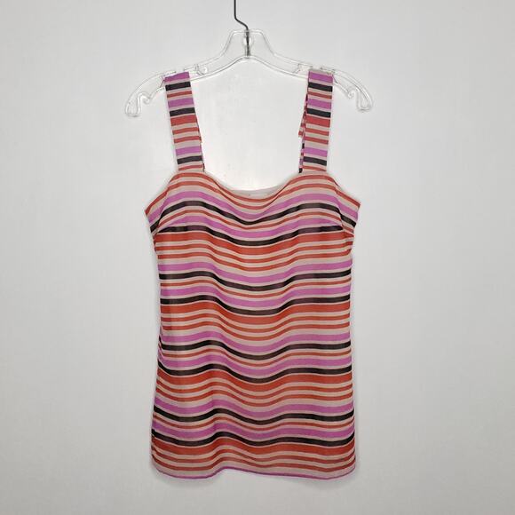 CAbi Banded Cami Striped Pink White Square Neck Tank Polyester Women Small - Picture 8 of 10